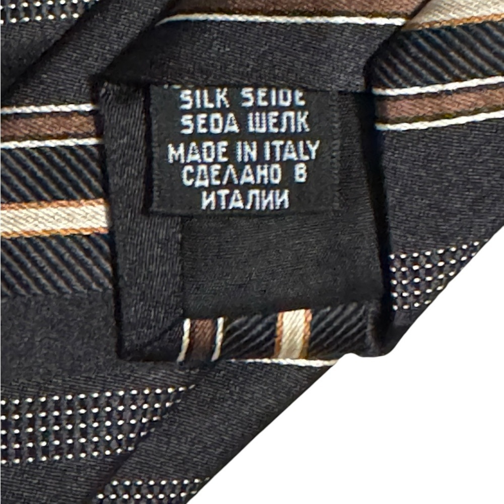 BOSS HUGO BOSS Black Striped Silk Tie Made In Italy 59"/3" - Picture 8 of 9